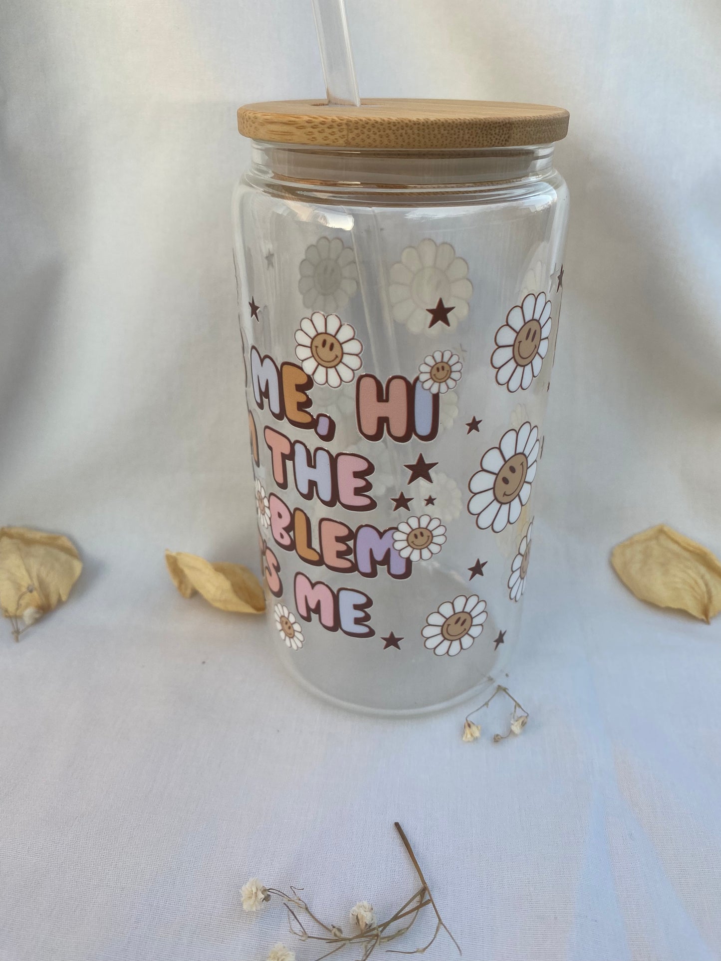 I’m The Problem It’s Me | 16oz Glass Tumbler with Straw & Lid |