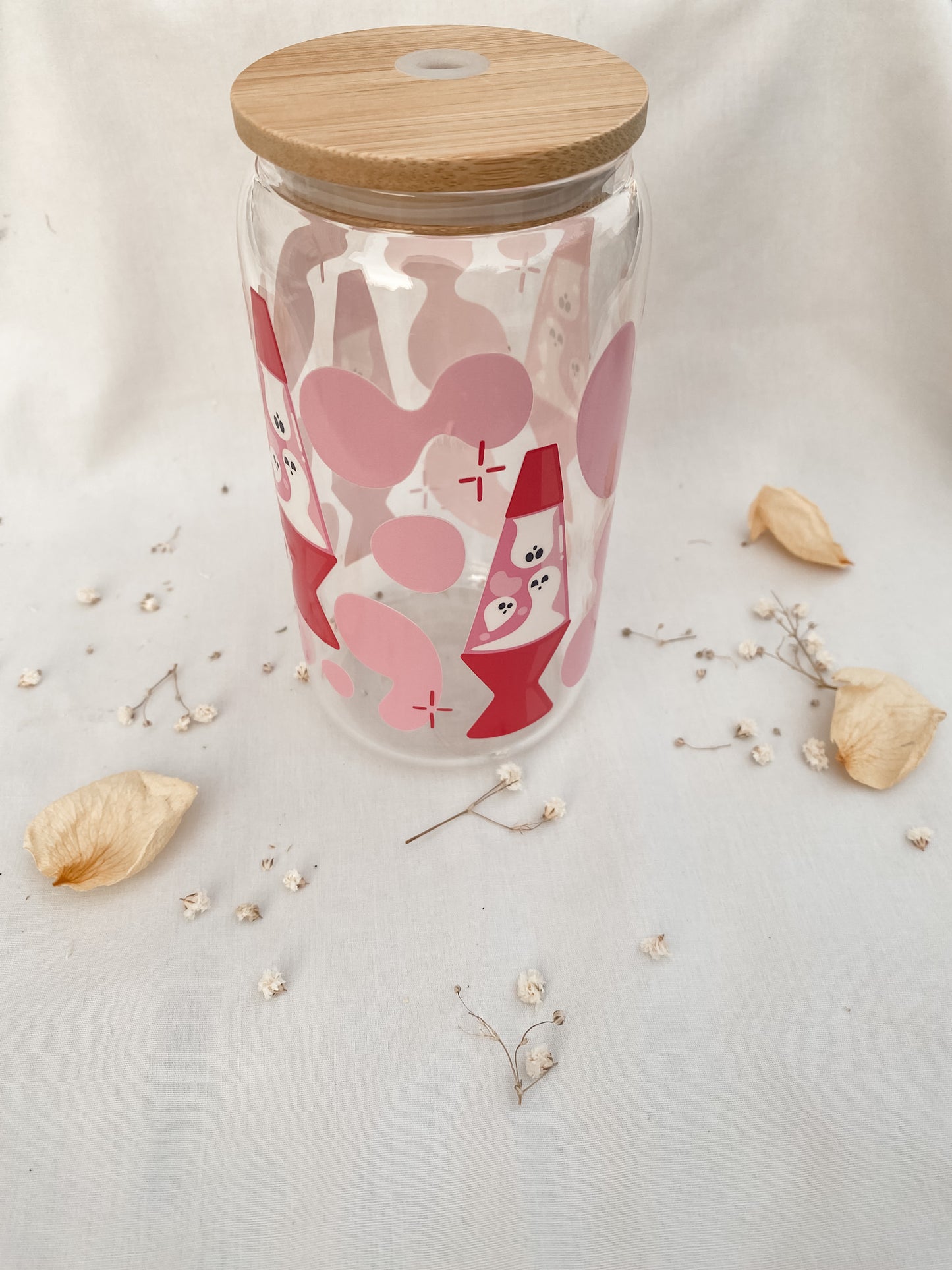 Ghostly Lava Lamp | 16oz Glass Tumbler with Straw & Lid |