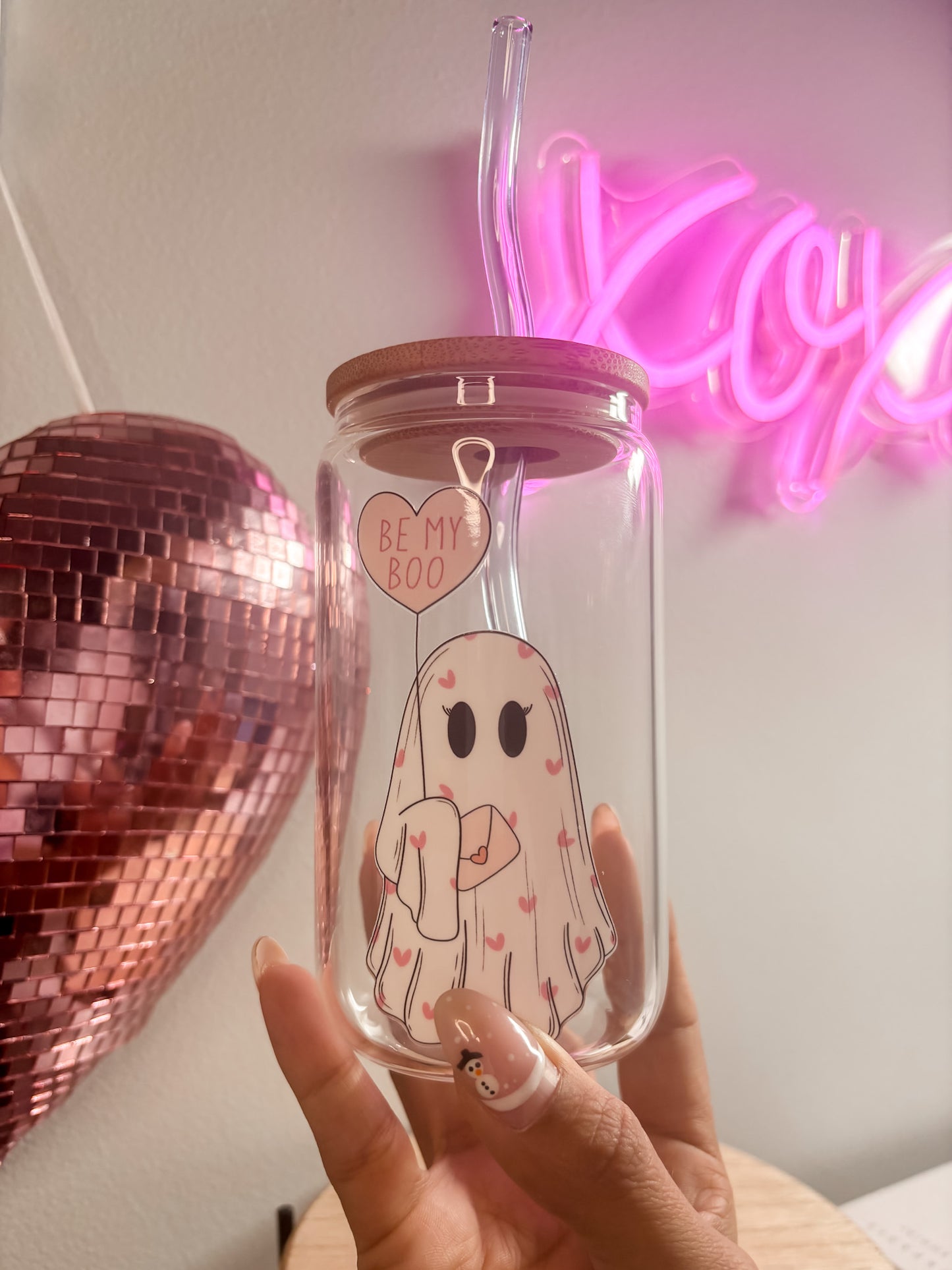 Be My Boo | 16oz Glass Tumbler with Straw & Lid |