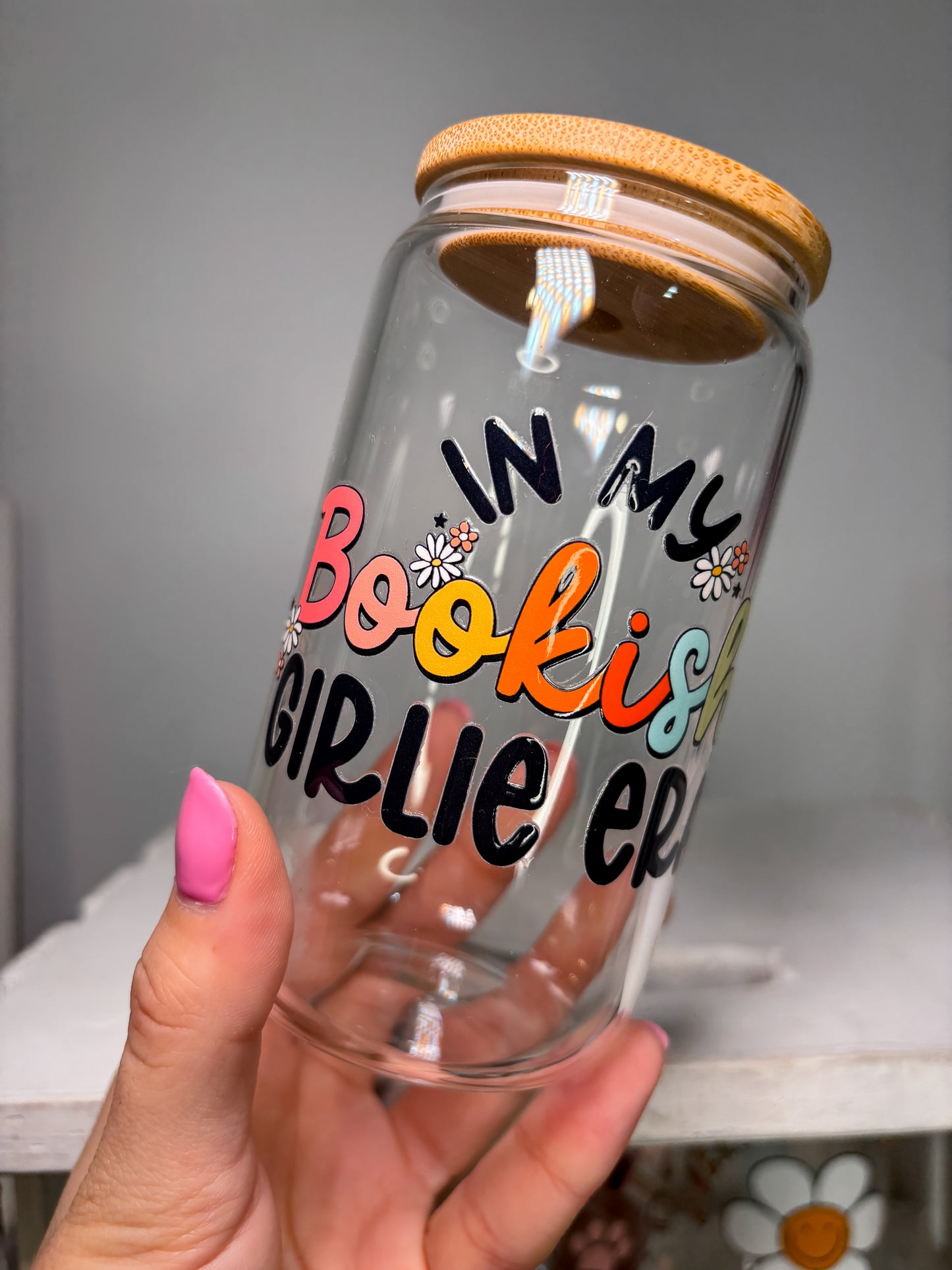 Book Girl Era | 12oz Glass Tumbler with Straw & Lid