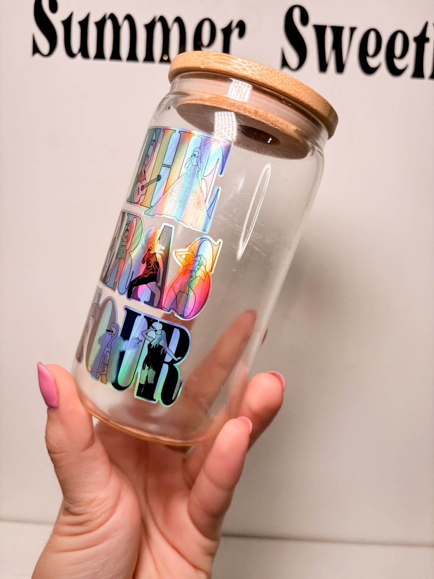 Holographic Eras Tour | 12oz Glass Tumbler with Straw & Lid |