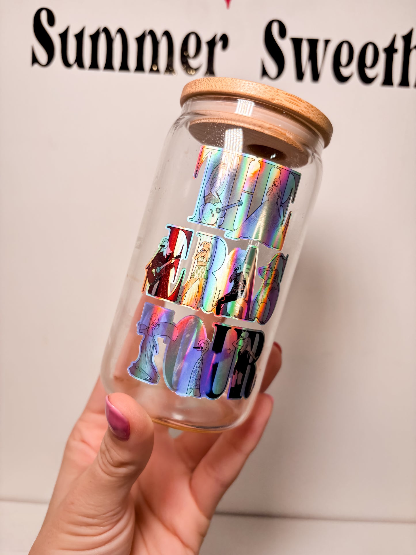 Holographic Eras Tour | 12oz Glass Tumbler with Straw & Lid |