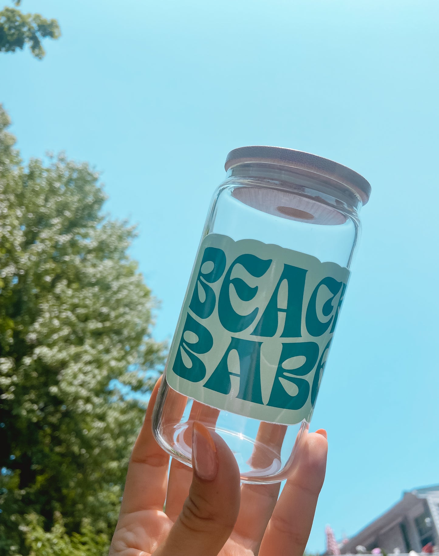 Beach Babe | 12oz Glass Tumbler with Straw & Lid