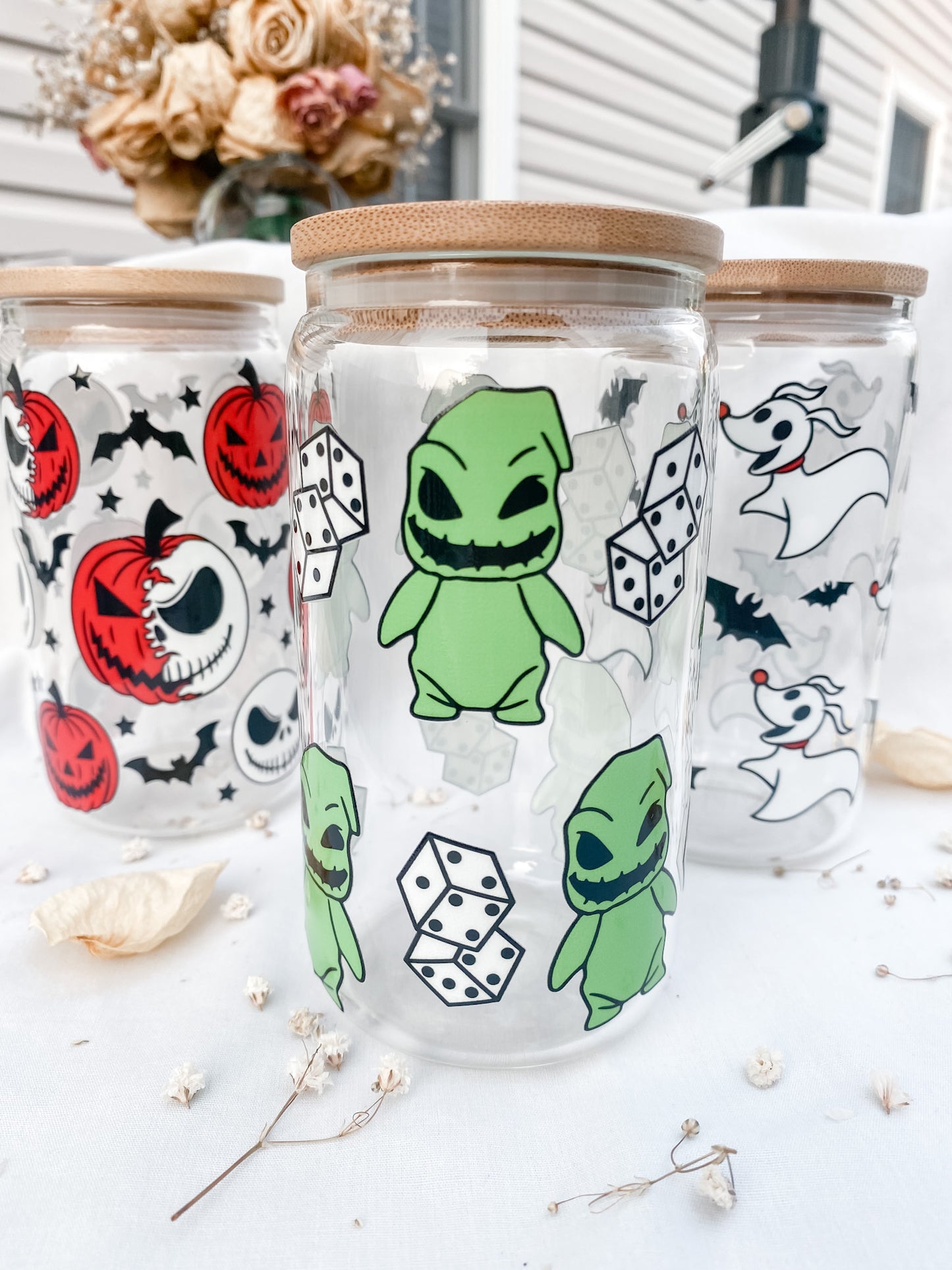 Boogey Man | 12oz Glass Tumbler with Straw & Lid | Complete Set Available |