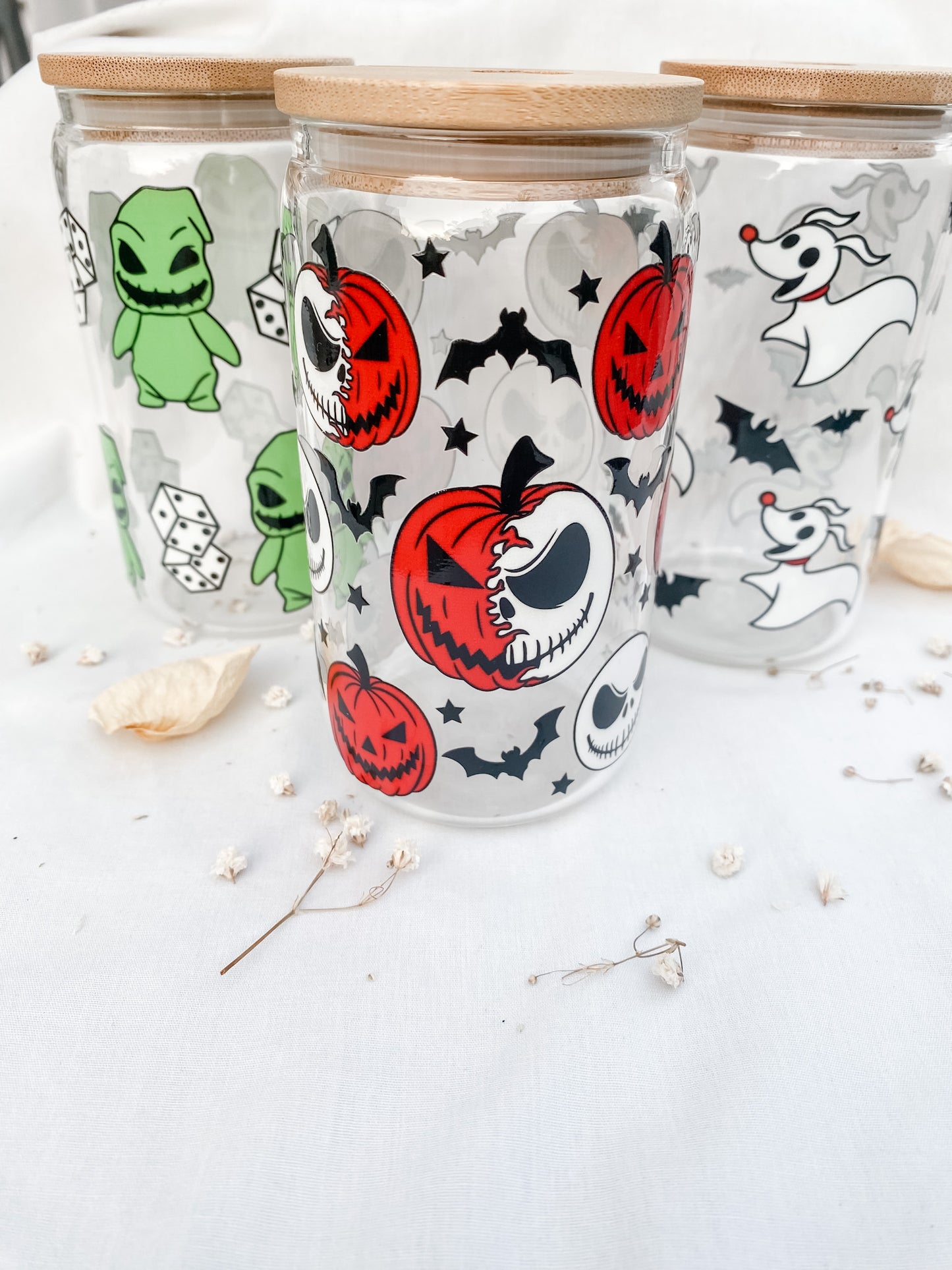 Pumpkin Man | 12oz Glass Tumbler with Straw & Lid | Complete Set Available |