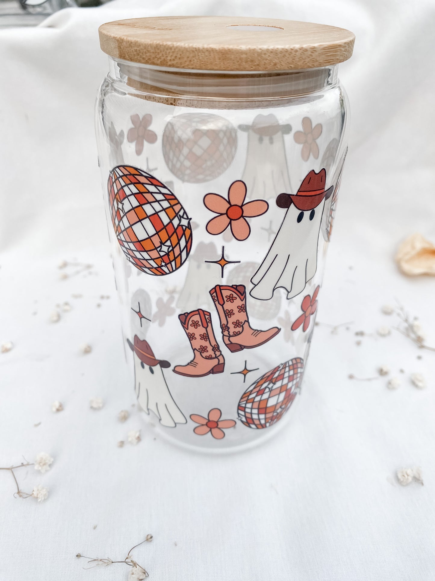 Country Ghosts | 16oz Glass Tumbler with Straw & Lid |