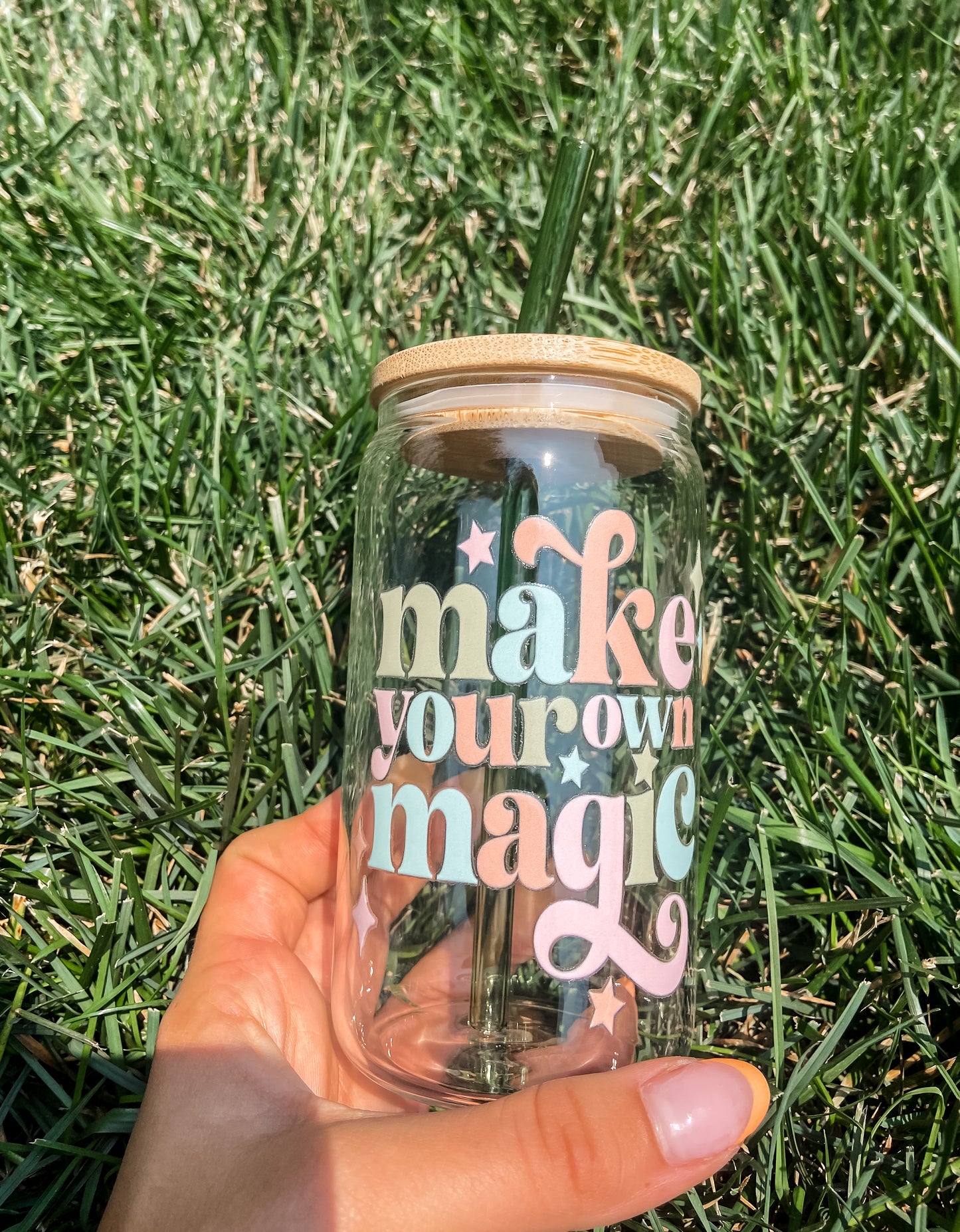 | Make Your Own Magic | 12oz Glass Tumblr with Straw & Lid