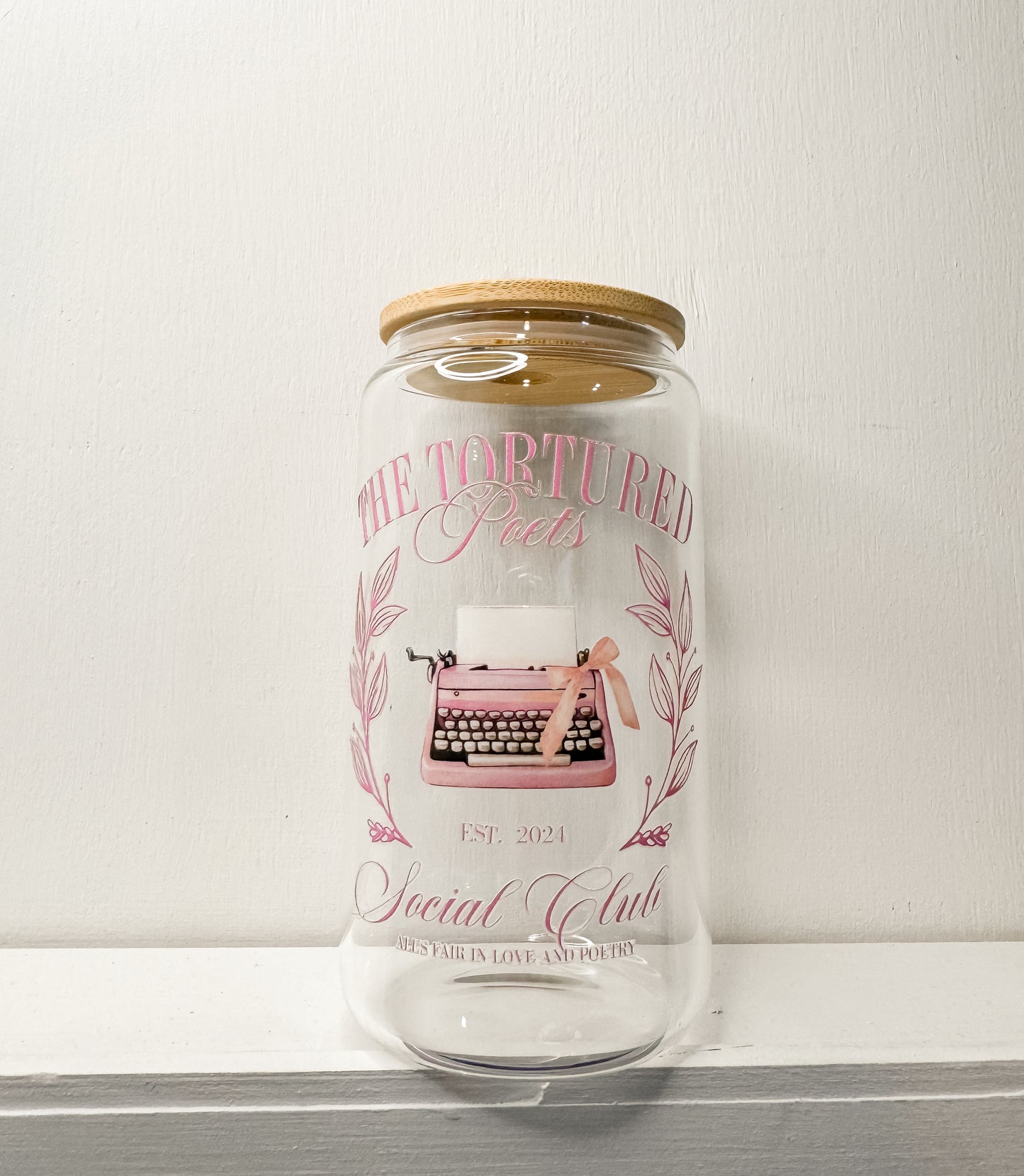 Tortured Poets Department | 16oz Glass Tumbler with Straw & Lid |